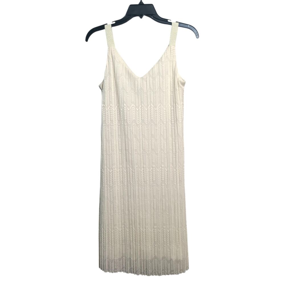 Anthropologie Meadow Rue Cream Prespa Pleated Shift Dress Size 2 - Picture 3 of 8